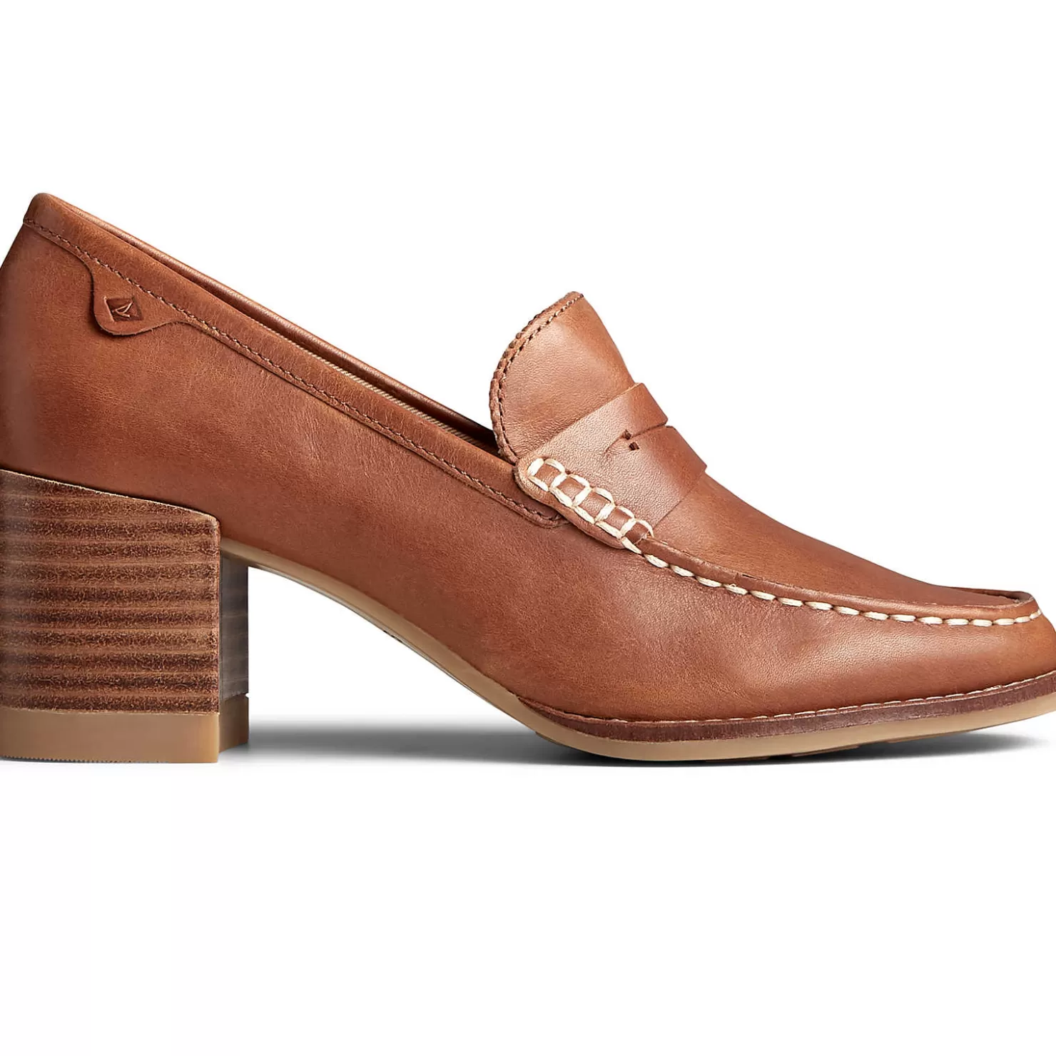 Seaport | Flats & Loafers | Sperry Women's Seaport Penny Heel Leather Loafer Tan